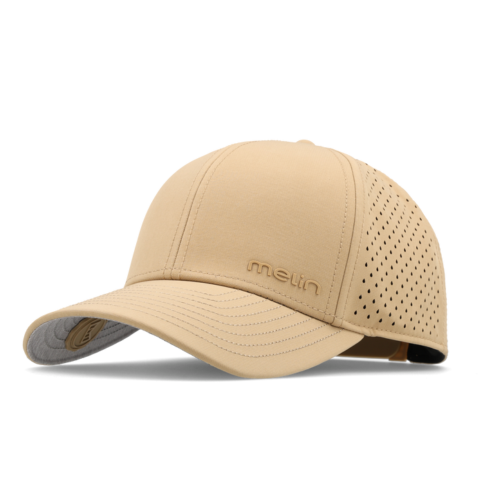 The front, angled view of the melin Compass Hydro  Vintage Fit in  Dark Khaki