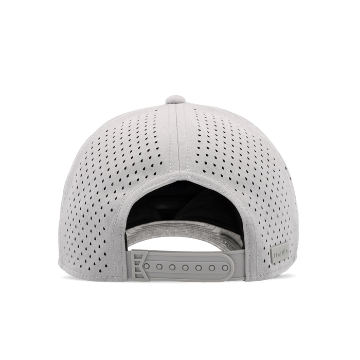 The back view of the melin Compass Hydro  Vintage Fit in  Heather Grey