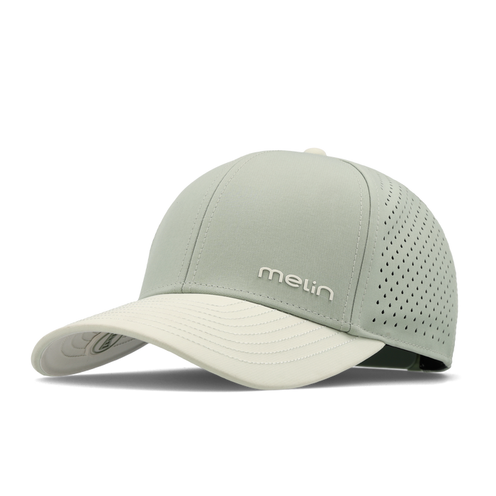 The front, angled view of the melin Compass Hydro Vintage Fit in Misty Trails