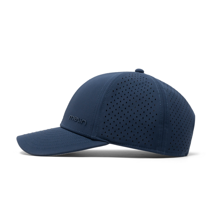 The side view of the melin Compass Hydro  Vintage Fit in  Navy