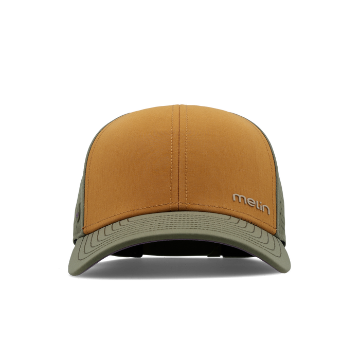 The front view of the melin Vintage Fit Compass Hydro hat in transit