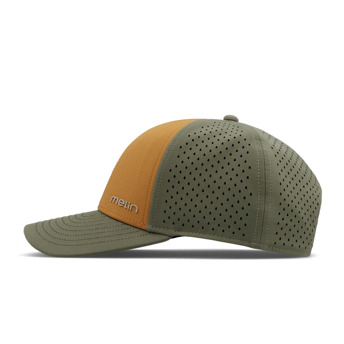 The side view of the melin Vintage Fit Compass Hydro hat in transit