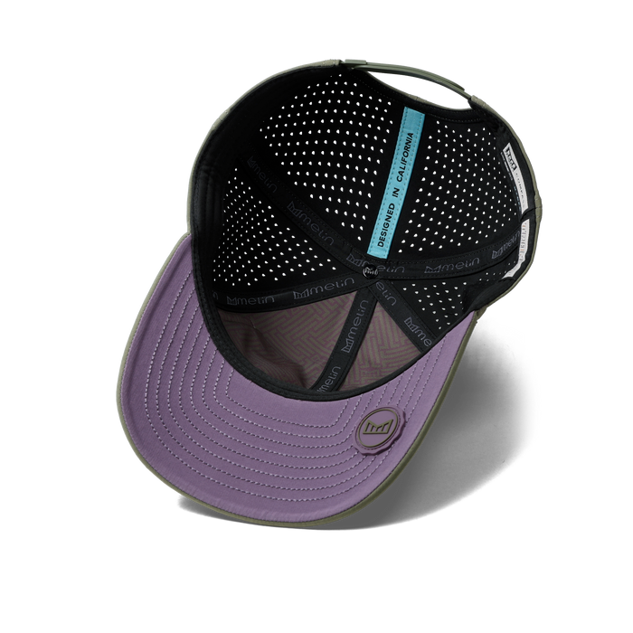 The inside view of the melin Vintage Fit Compass Hydro hat in transit