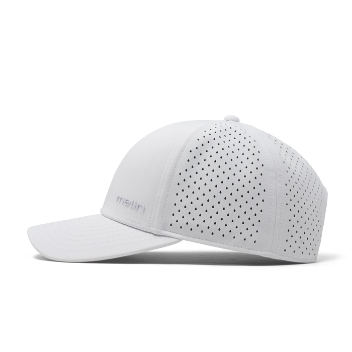 The side view of the melin Compass Hydro  Vintage Fit in  White