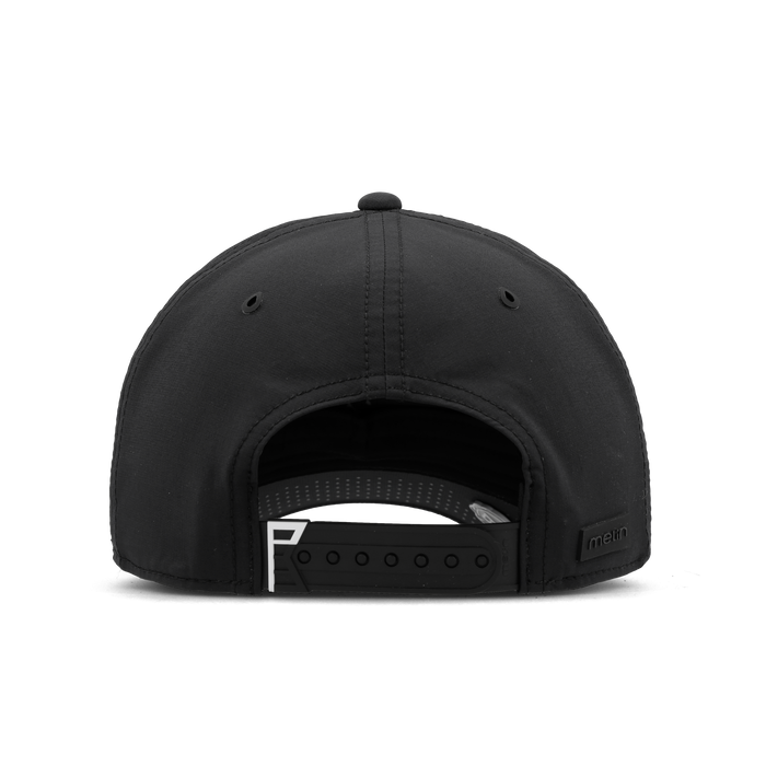 The back view of the melin Vintage Fit Compass Links Hydro hat in black