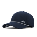 The angled view of the melin Vintage Fit Compass Links Hydro hat in navy