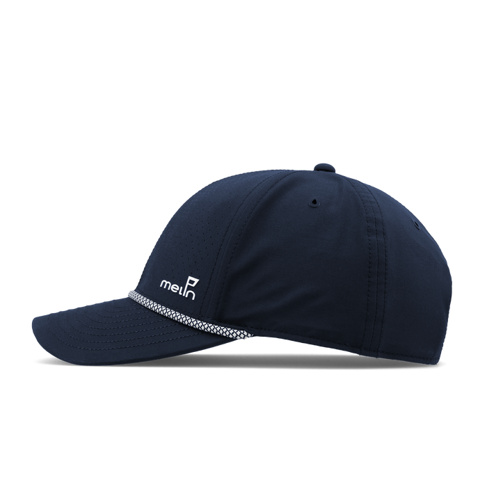 The side view of the melin Vintage Fit Compass Links Hydro hat in navy