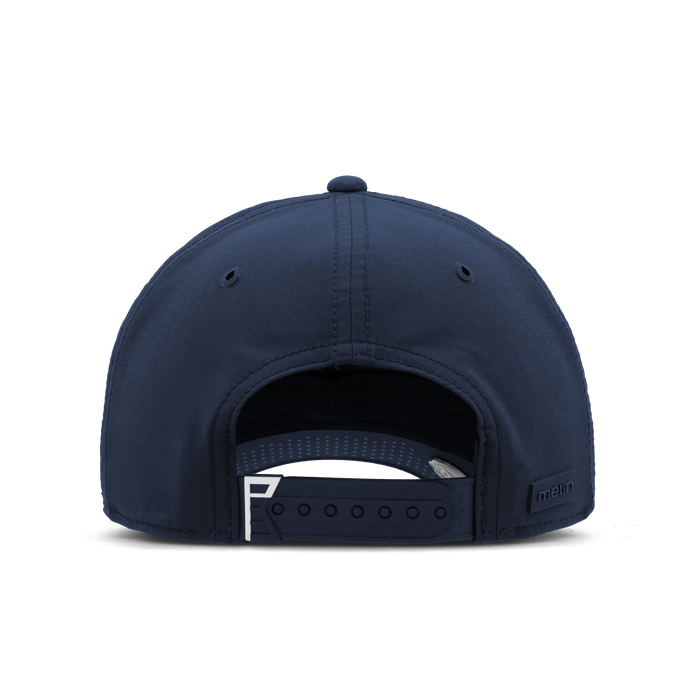The back view of the melin Vintage Fit Compass Links Hydro hat in navy