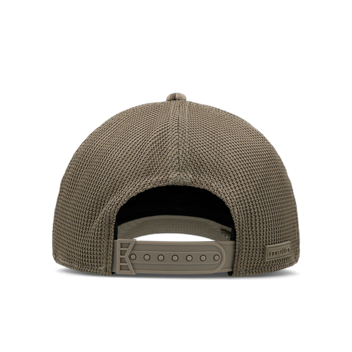 The back view of the melin Vintage Fit Compass Mossy Oak Hydro hat in Bottomland