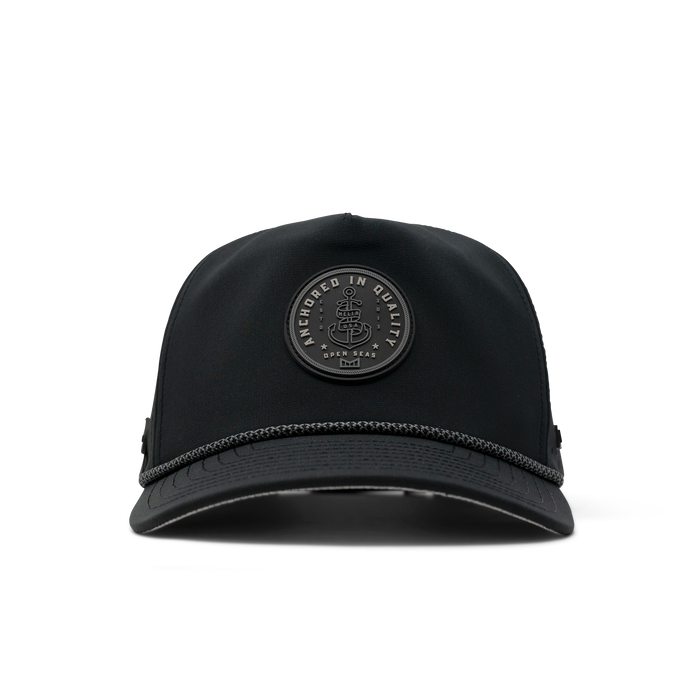 The front, curved bill view of melin's Coronado Anchored Hydro - Black