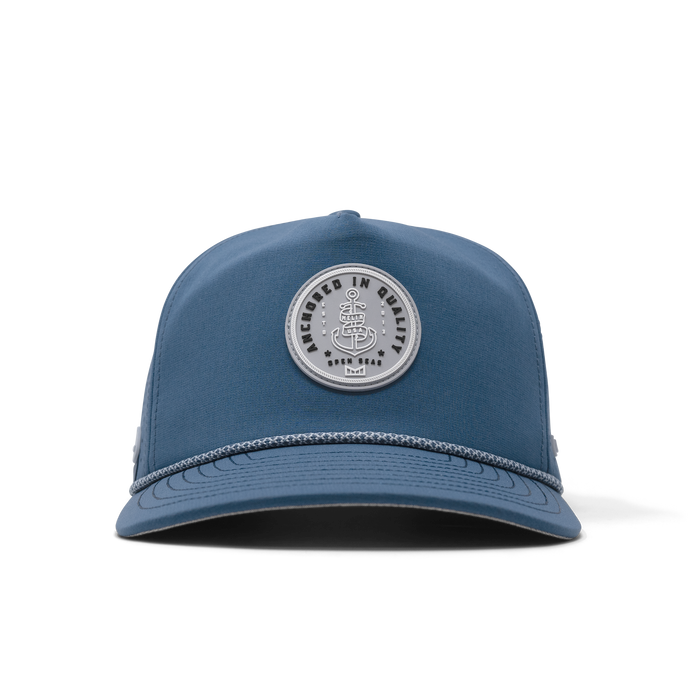 The front, curved bill view of melin's Coronado Anchored Hydro - Steel Blue