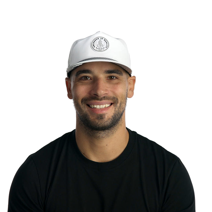 The model-image of the Melin Split Crushed Fit Coronado Anchor Hydro hat in White