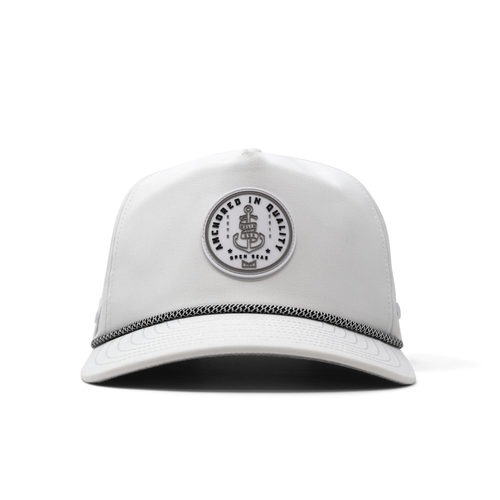 The front, curved bill view of melin's Coronado Anchored Hydro - White