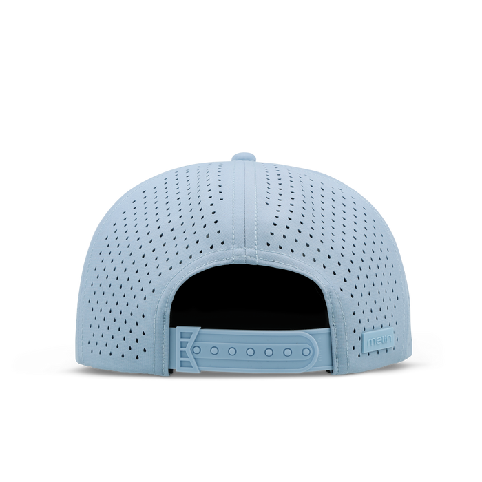 The back view of the melin  Split Crushed Fit in  Cashmere Blue