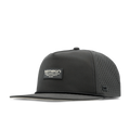 The angled view of the melin Split Crushed Fit Coronado Brick Hydro hat in faded black