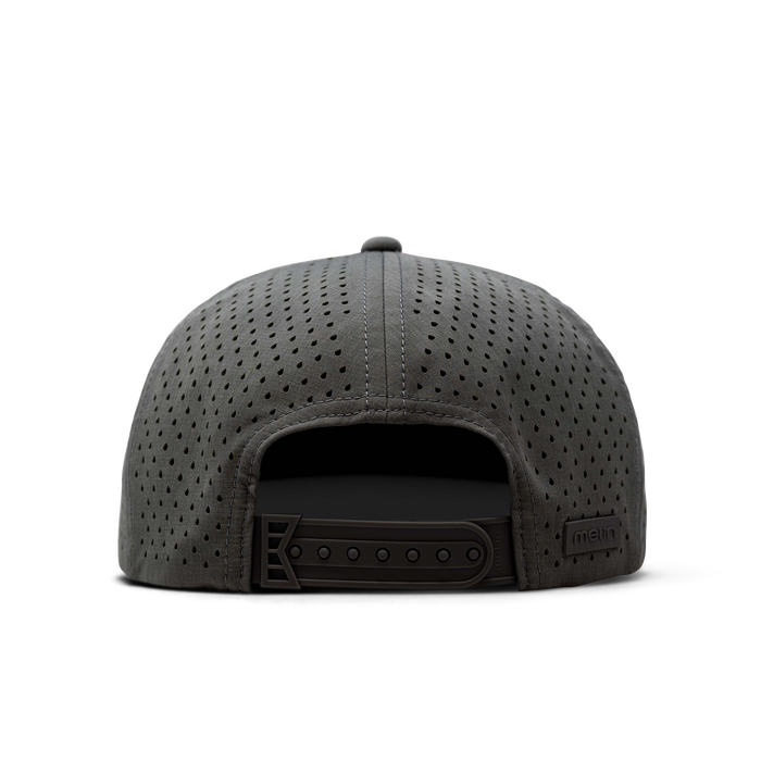 The back view of melin's Coronado Brick Hydro in Heather Charcoal