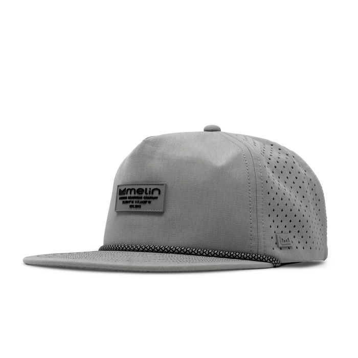 The front, angled view of melin's Coronado Brick Hydro in Heather Grey