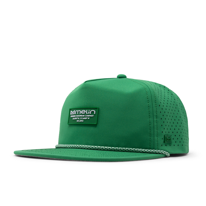 The angled view of melin's Coronado Brick Hydro - Kelly Green