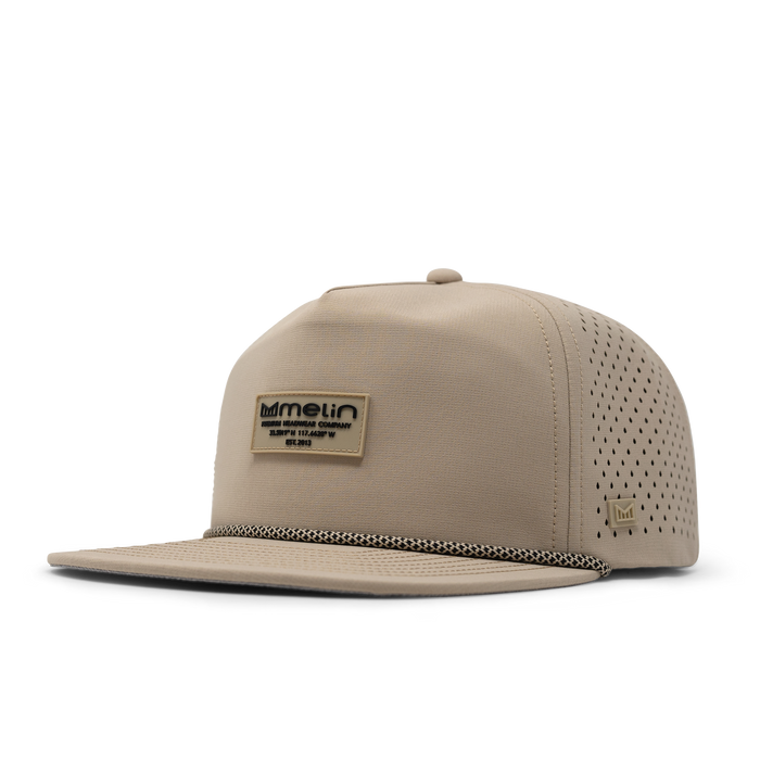 The angled view of melin's Coronado Brick Hydro - Khaki