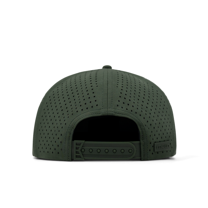 The back view of the melin Split Crushed Fit Coronado Brick Hydro in Kombu Green
