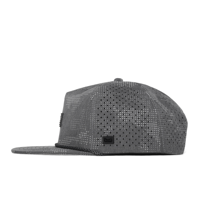 The side view of the melin Coronado Brick Hydro  Split Crushed Fit in Midnight Reflective