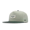 The angled view of the melin Split Crushed Fit Coronado Brick Hydro hat in misty trails
