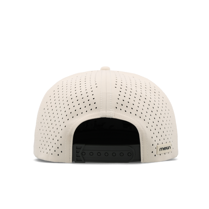 The back view of the melin Coronado Brick Hydro Split Crushed Fit in Moonbeam / Pirate Black