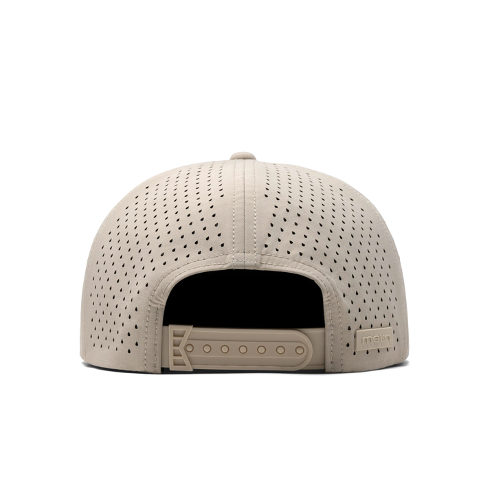 The back view of the melin Coronado Brick Hydro Split Crushed Fit in Sandshell