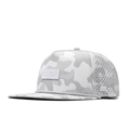 The front, angled view of the melin Coronado Brick Hydro  Split Crushed Fit in  Snow Camo