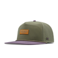 The front, angled view of the melin Split Crushed Fit Coronado Brick Hydro hat in transit