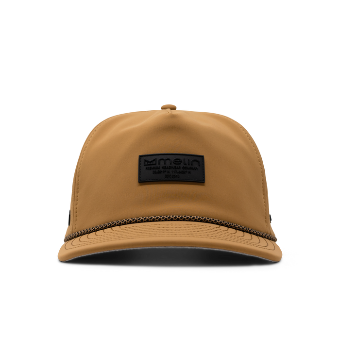 The front, curved bill view of melin's Coronado Brick Infinite Thermal - Peanut Butter