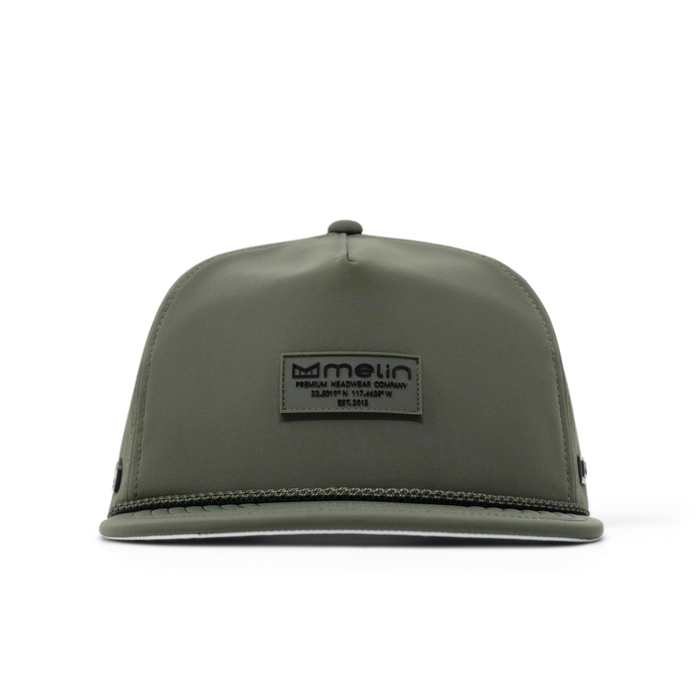 The front view of the melin Coronado Brick Infinite Thermal  Split Crushed Fit in Pine Green