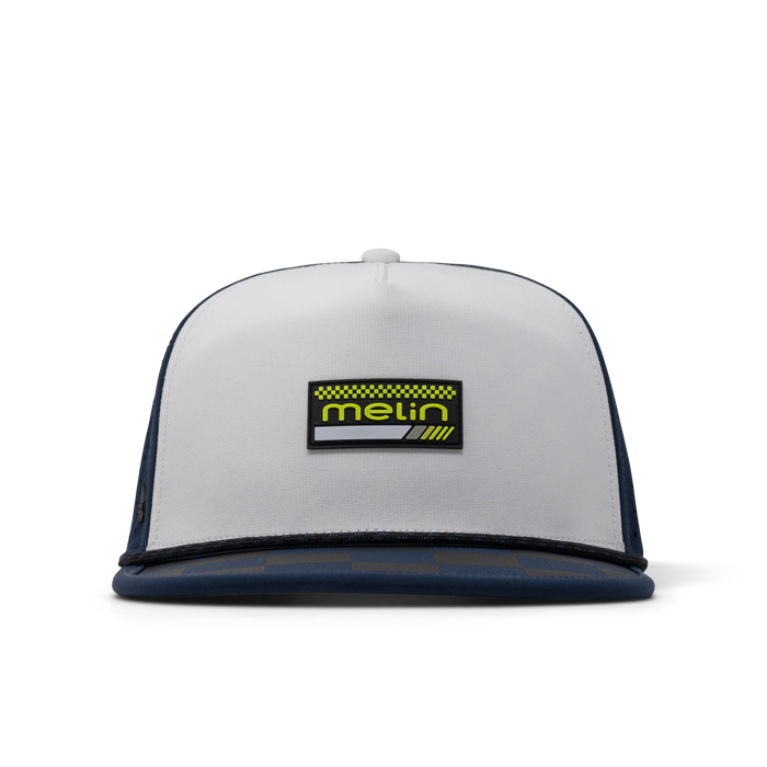 The front view of the melin Split Crushed Fit Coronado Brick MPH Hydro in Black Iris / White