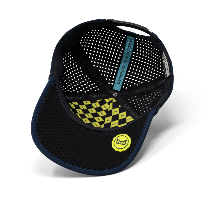 The inside view of the melin Split Crushed Fit Coronado Brick MPH Hydro in Black Iris / White