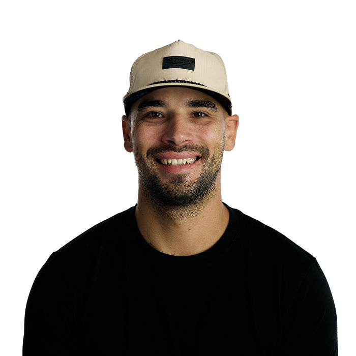 The model-image of the Melin Split Fit Coronado Brick Thermal hat in Khaki