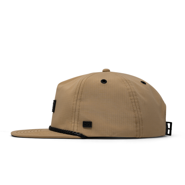 The side view of the melin Coronado Brick Thermal  Split Crushed Fit in Khaki