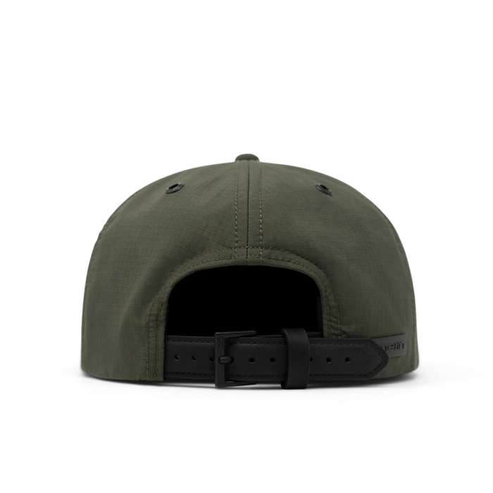 The back view of the melin Coronado Brick Thermal  Split Crushed Fit in Military
