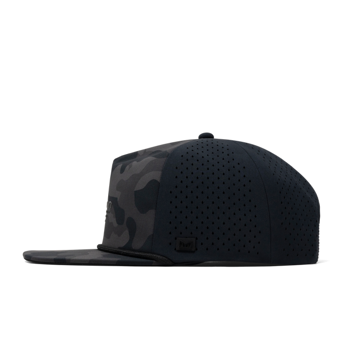 The side view of the melin Coronado Hydrolite  Split Crushed Fit in  Black Camo