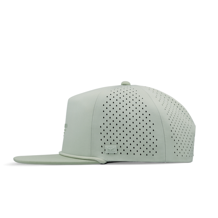 The side view of the melin Split Crushed Fit Coronado Hydrolite hat in dusty mint