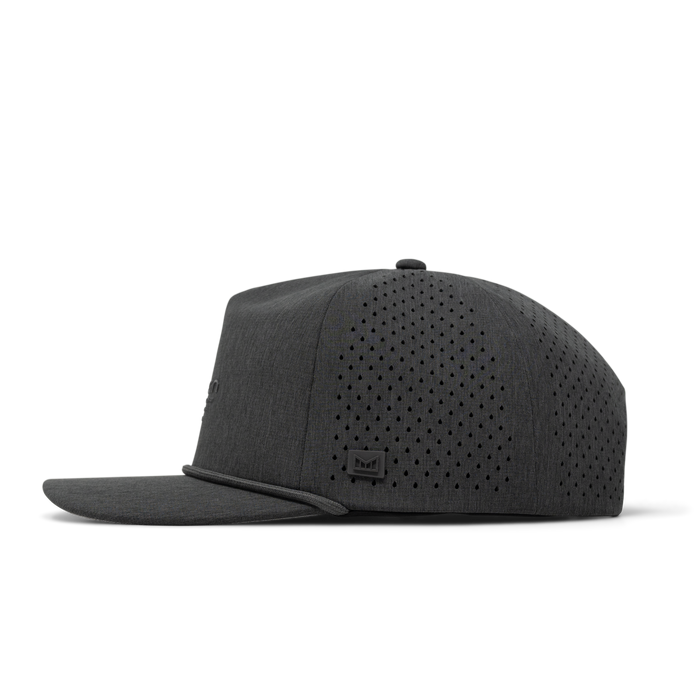 The side view of the melin Coronado Hydrolite  Split Crushed Fit in  Heather Charcoal