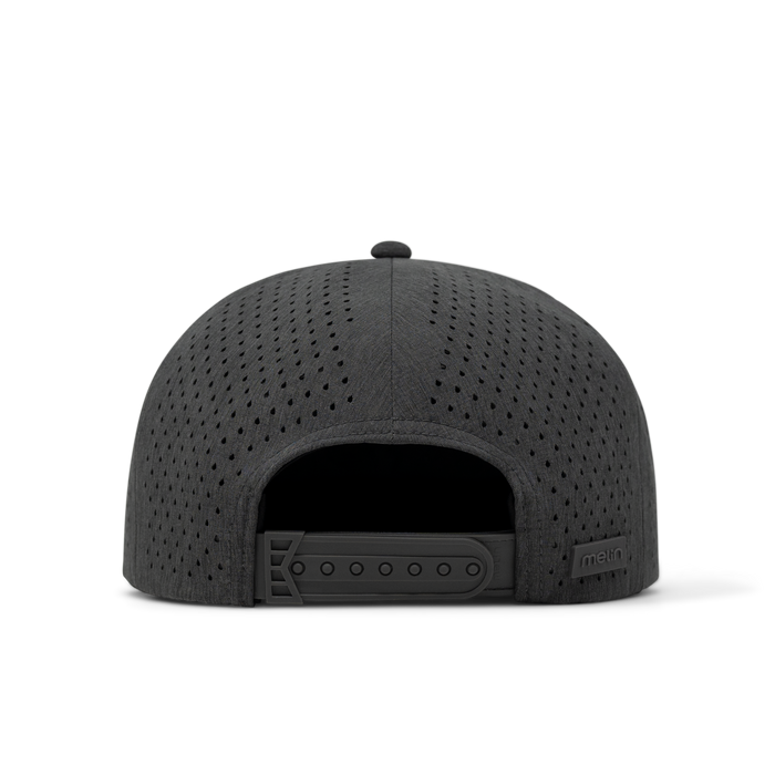 The back view of the melin Coronado Hydrolite  Split Crushed Fit in  Heather Charcoal