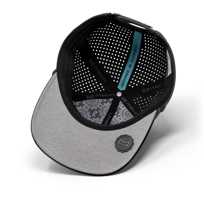 The inside view of the melin Coronado Hydrolite  Split Crushed Fit in  Heather Charcoal