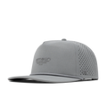 The front, angled view of the melin Coronado Hydrolite  Split Crushed Fit in  Heather Grey