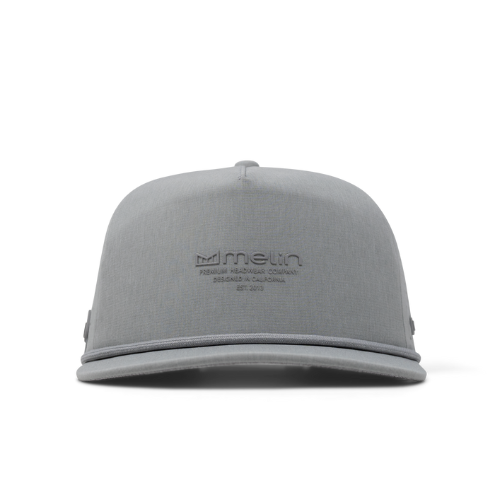 The front view of the melin Coronado Hydrolite  Split Crushed Fit in  Heather Grey