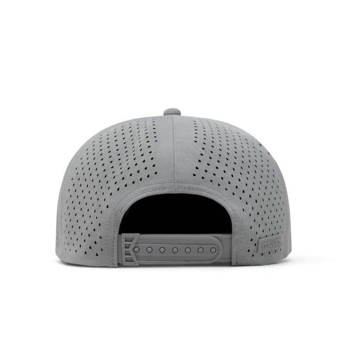 The back view of the melin Coronado Hydrolite  Split Crushed Fit in  Heather Grey