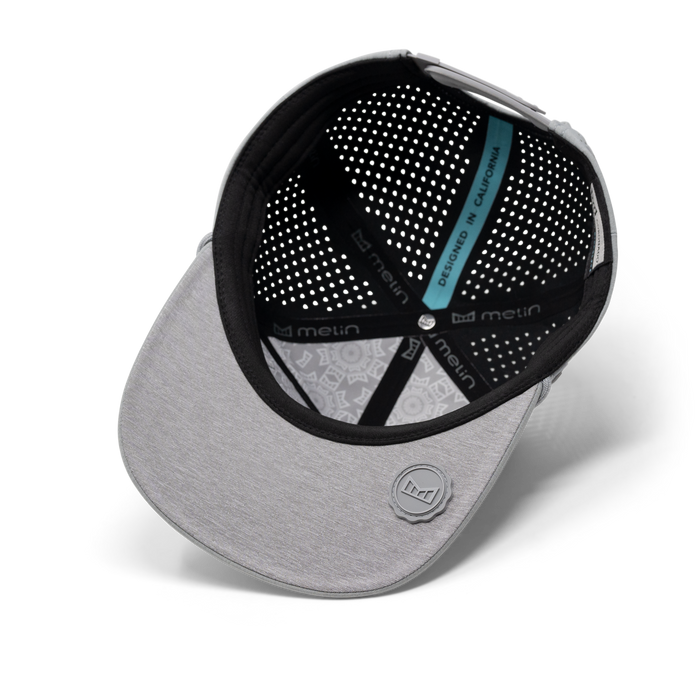 The inside view of the melin Coronado Hydrolite  Split Crushed Fit in  Heather Grey