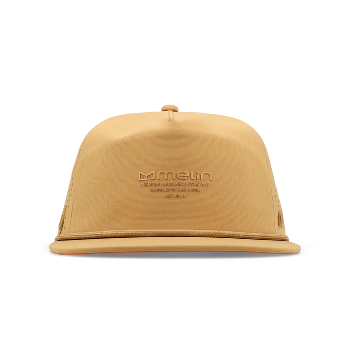 The frontal view of the melin Split Crushed Fit Coronado Hydrolite hat in medal bronze