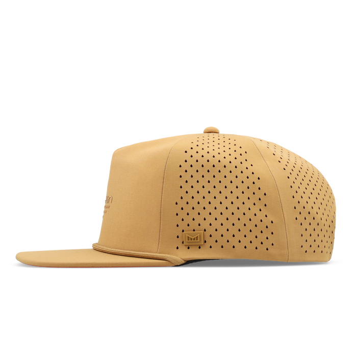 The side view of the melin Split Crushed Fit Coronado Hydrolite hat in medal bronze