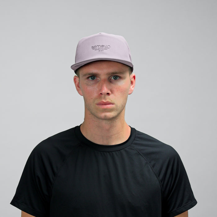 The model-image view of the melin Split Fit Coronado Hydrolite hat in Shark