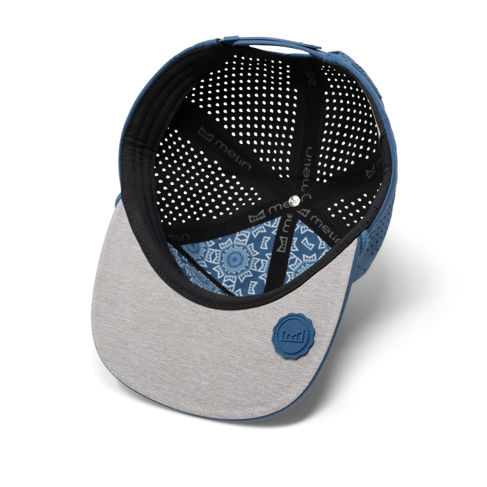 The inside view of melin's Coronado Hydrolite snapback hat in Steel Blue